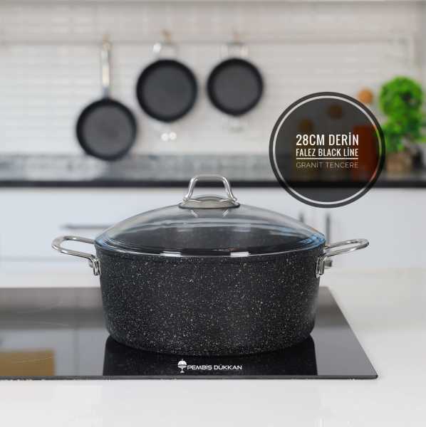 FALEZ 28CM DERİN BLACK LİNE TENCERE