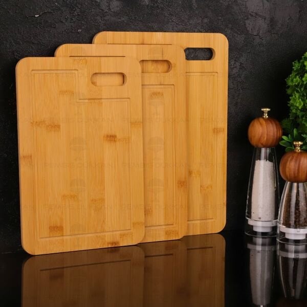 3LÜ BAMBU DİKDÖRTGEN KESİM PANO - KESME TAHTASI (595)