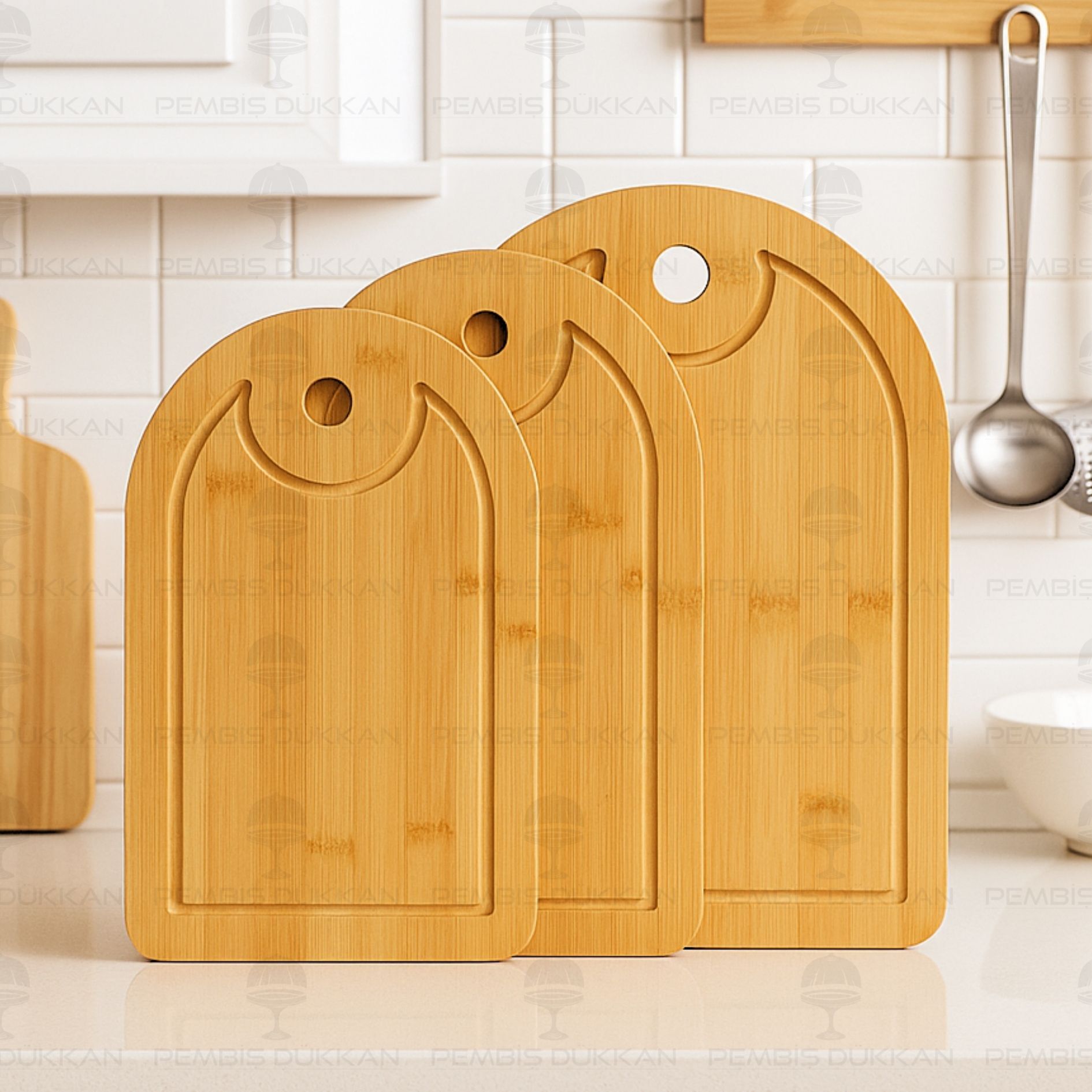 3LÜ BAMBU OVAL KENARLI KESİM PANO - KESME TAHTASI (596)