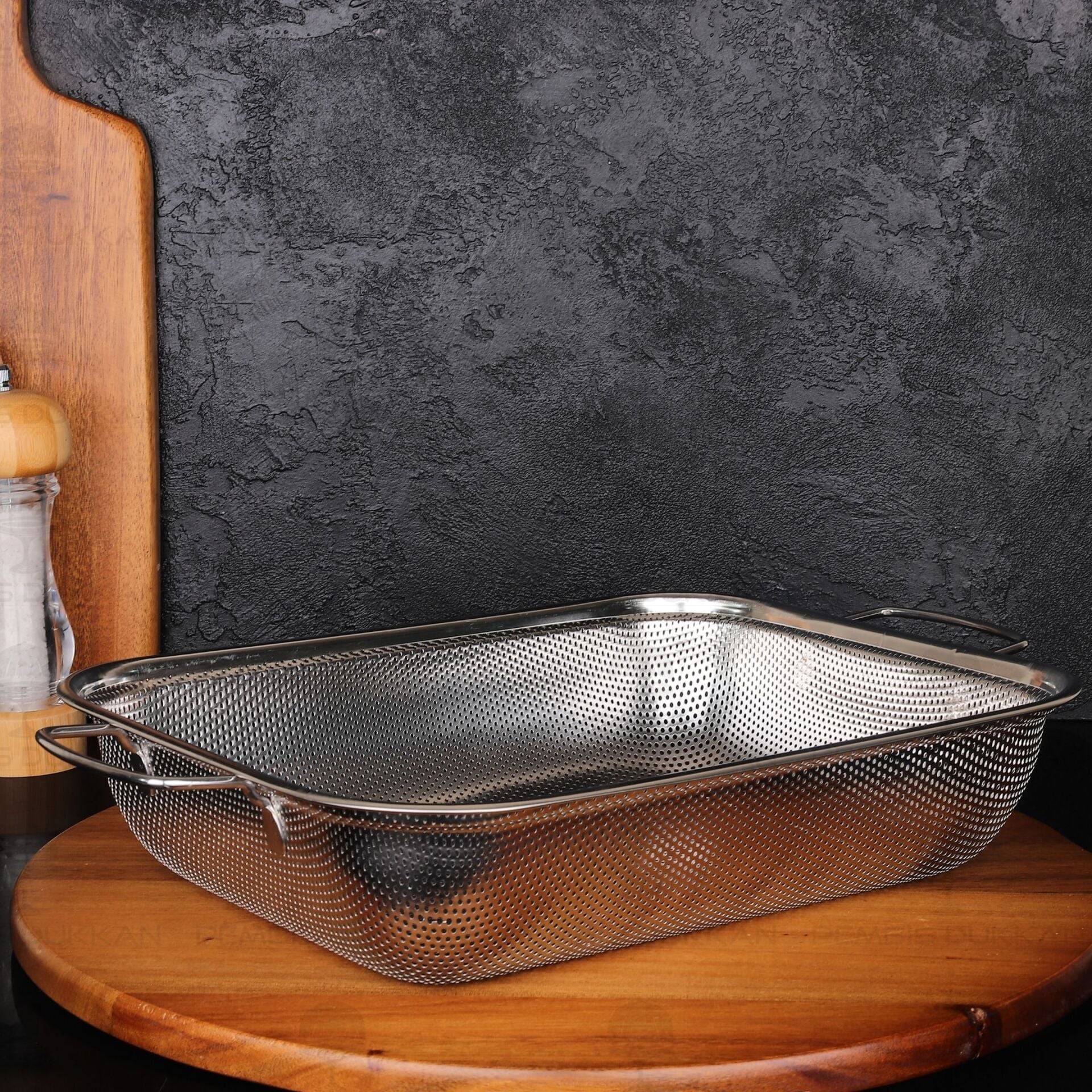 42.5CM DİKDÖRTGEN KULPLU, ÇELİK SÜZGEÇ (SZG377)