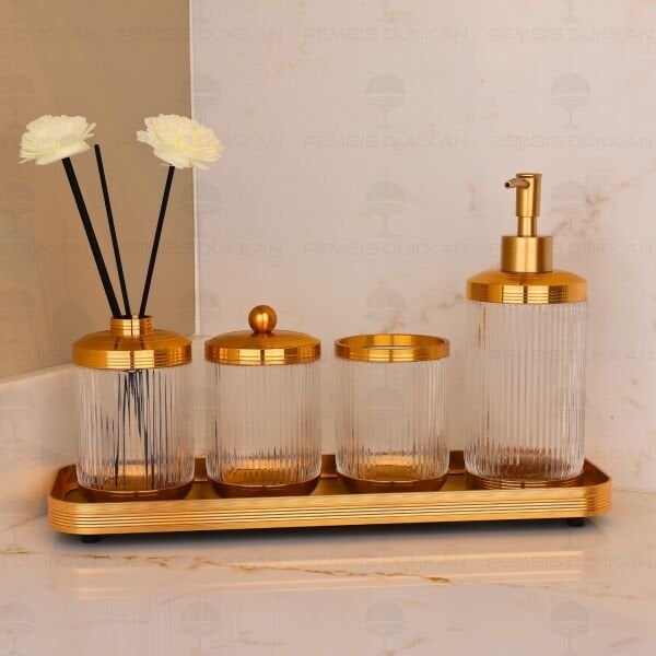 ASTRA 5 PARÇA TEPSİLİ GOLD  BANYO SET