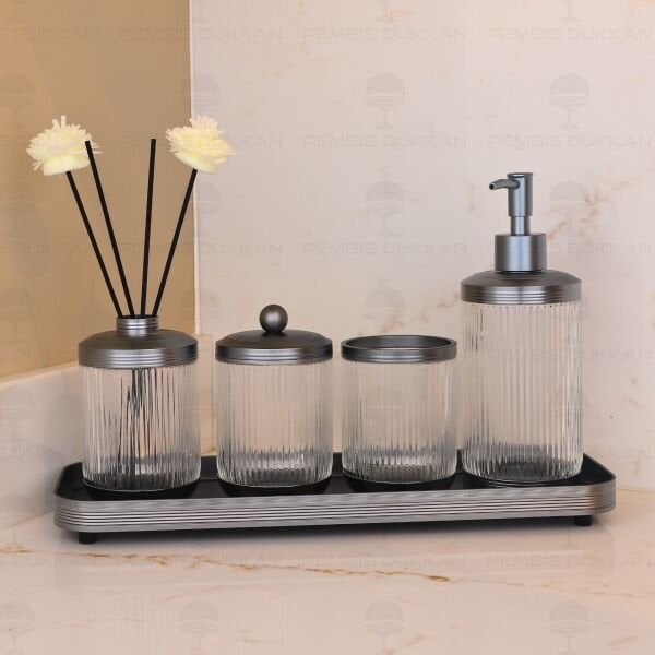 ASTRA 5 PARÇA TEPSİLİ GÜMÜŞ BANYO SET