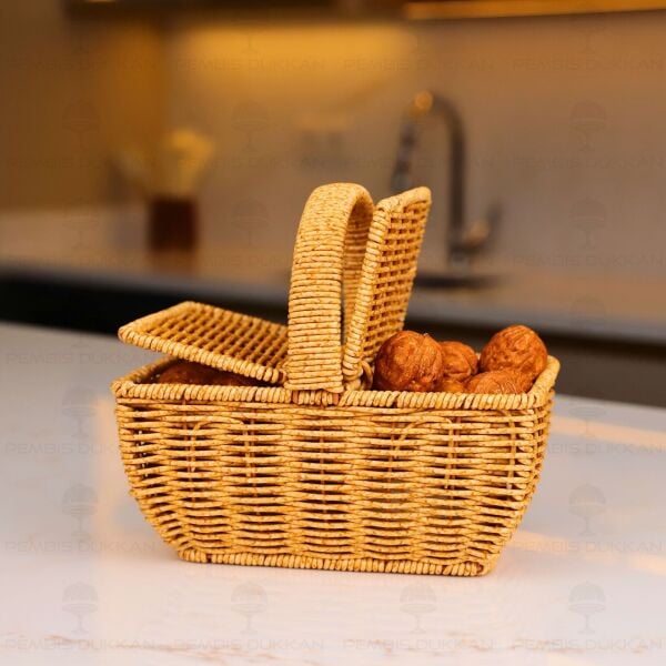 RATTAN DİKDÖRTGEN MİNİ CEVİZ SEPETİ (6067)