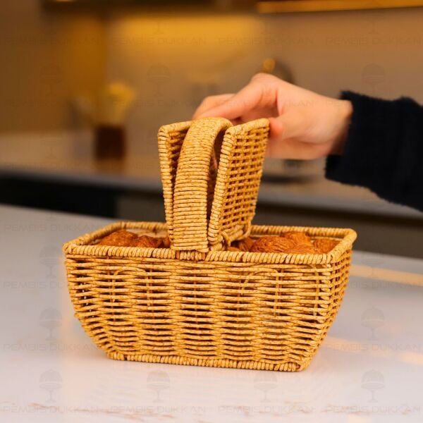 RATTAN DİKDÖRTGEN MİNİ CEVİZ SEPETİ (6067)