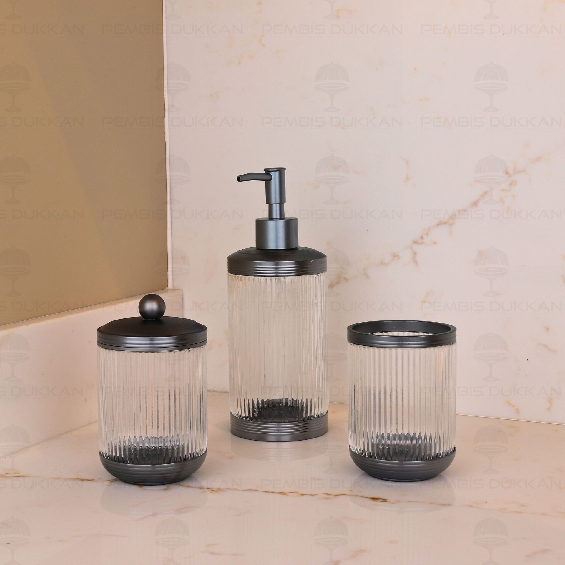 LUXOR 3 PARÇA GÜMÜŞ BANYO SET