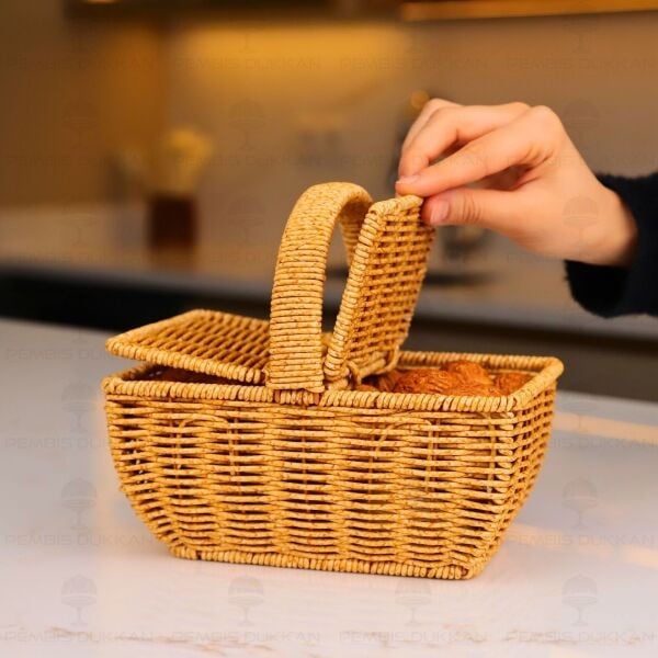 RATTAN DİKDÖRTGEN MİNİ CEVİZ SEPETİ (6067)