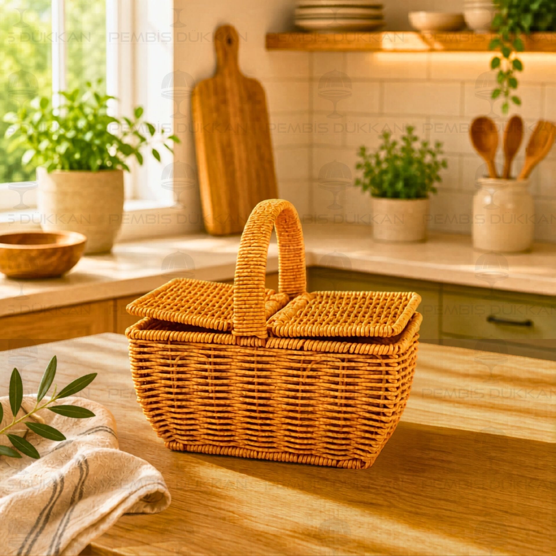 RATTAN DİKDÖRTGEN MİNİ CEVİZ SEPETİ (6067)