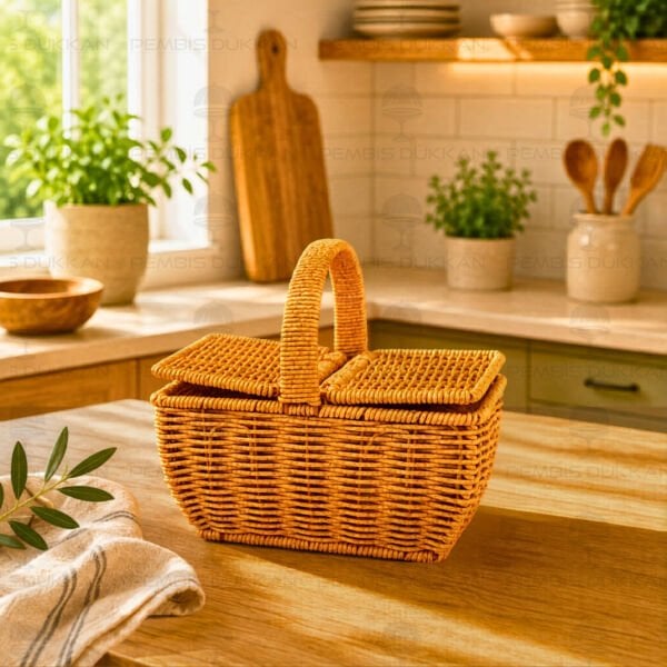 RATTAN DİKDÖRTGEN MİNİ CEVİZ SEPETİ (6067)