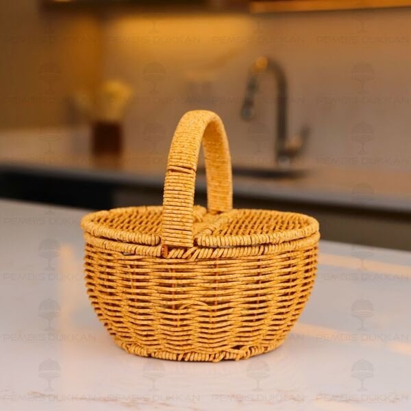 RATTAN YUVARLAK MİNİ CEVİZ SEPETİ (6068)