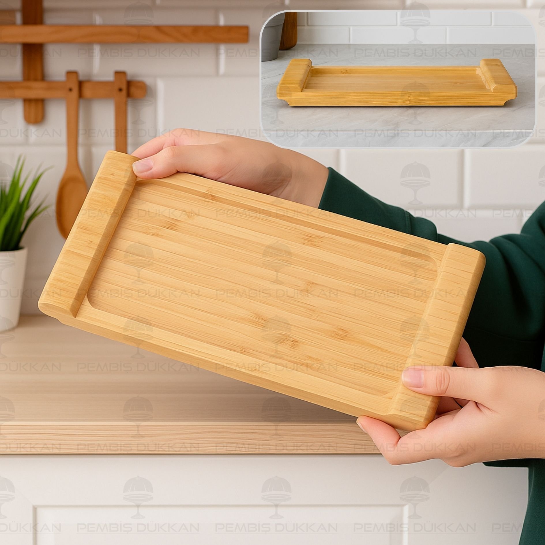 BAMBU DİKDÖRTGEN KENARLIKLI YAĞDANLIK ALTLIĞI (14064)