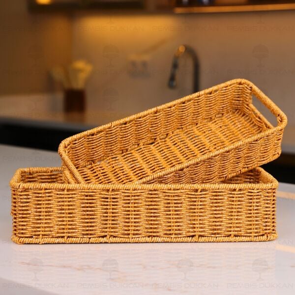 2Lİ RATTAN DİKDÖRTGEN SEPET (6073)