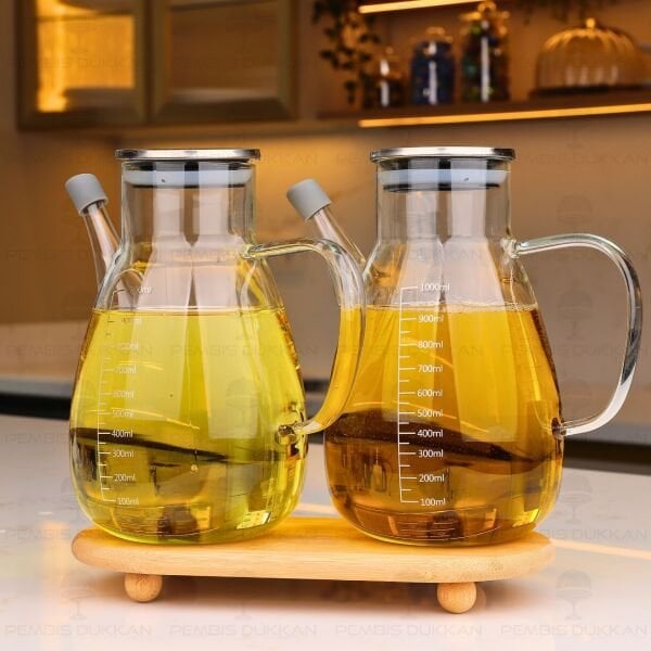 Bambu Altlıklı, 2li Tess Metal Yağdanlık Set (Gla016 + 1526)