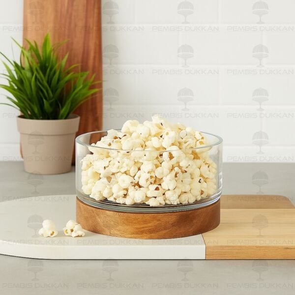 RİNG AKASYA ALTLIKLI, MİNİ CAM SALATA KASE (230032)