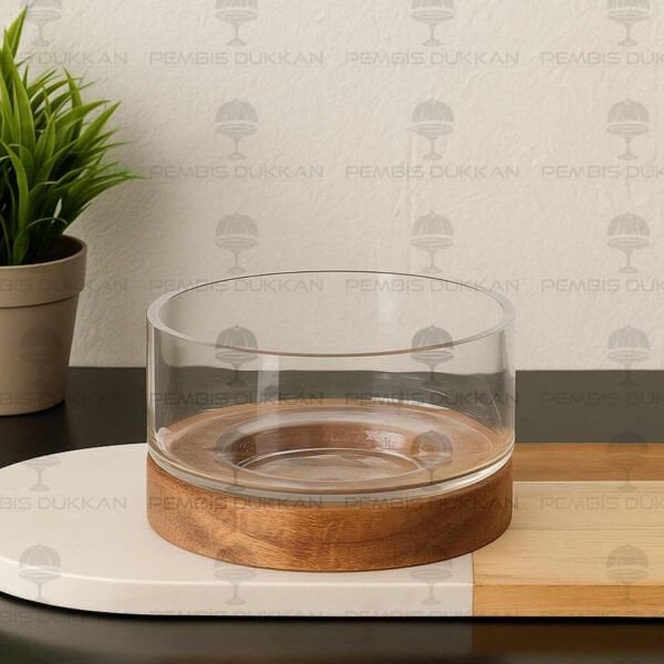 RİNG AKASYA ALTLIKLI, MİNİ CAM SALATA KASE (230032)