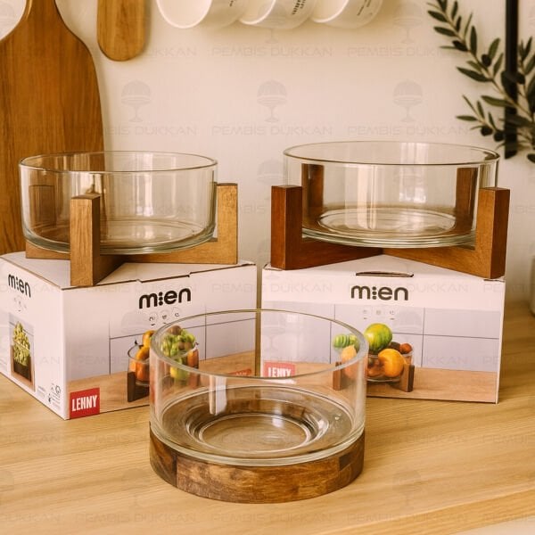 RİNG AKASYA ALTLIKLI, MİNİ CAM SALATA KASE (230032)