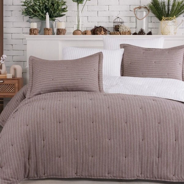 Soft Dreams Tek Kişilik Natural Yatak Örtü Seti Kahve