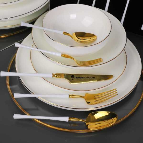 12 KİŞİLİK 53 PARÇA MİSYA YEMEK TAKIMI GOLD