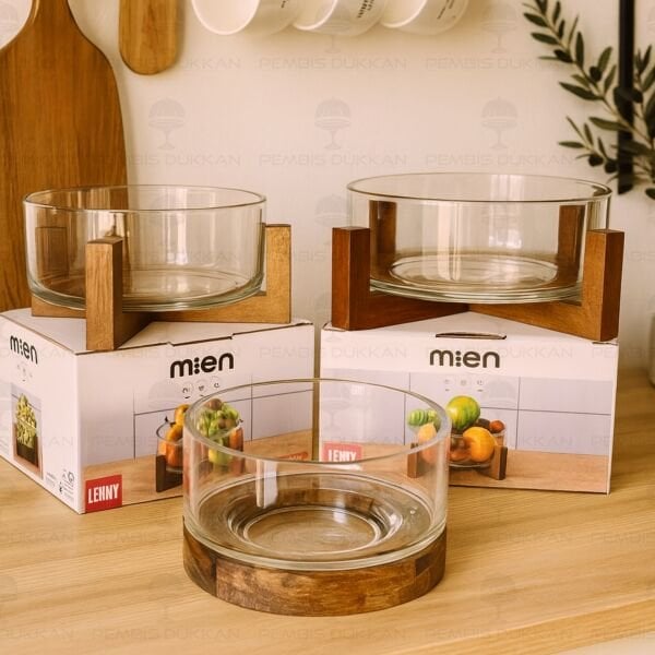 RİNG AKASYA ALTLIKLI, MİNİ CAM SALATA KASE (230032)