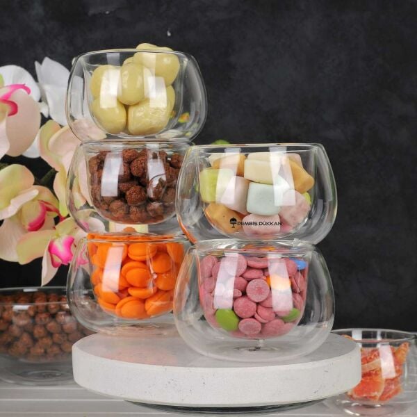 1 ADET ÇİFT CİDARLI REÇEL ÇEREZ KASE (12472)