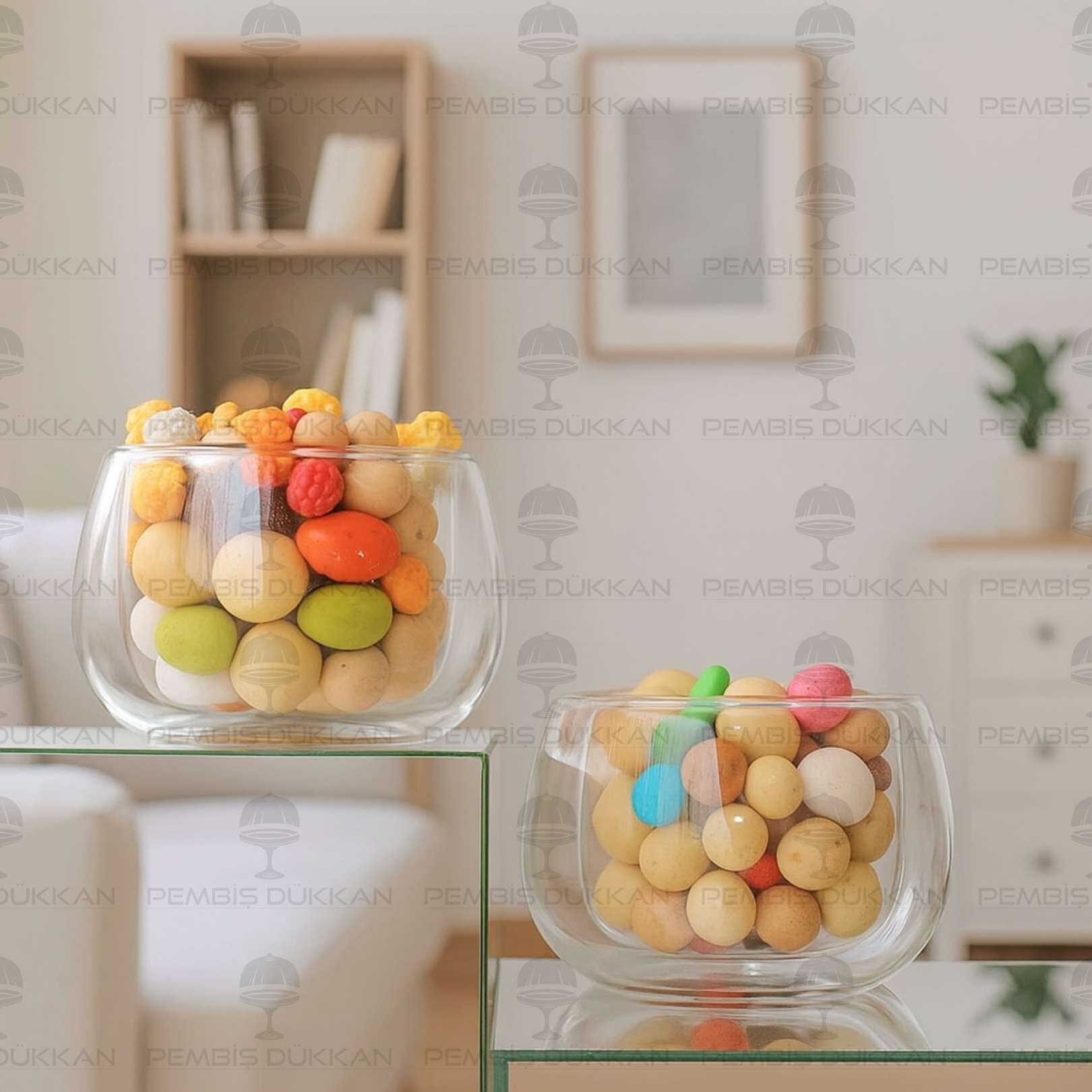 1 ADET ÇİFT CİDARLI REÇEL ÇEREZ KASE (12472)