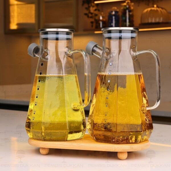 BAMBU ALTLIKLI, 2Lİ KÖŞELİ METAL YAĞDANLIK SET (GLA18 + 1526)