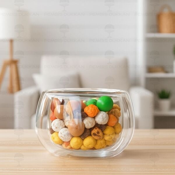 1 ADET ÇİFT CİDARLI REÇEL ÇEREZ KASE (12472)