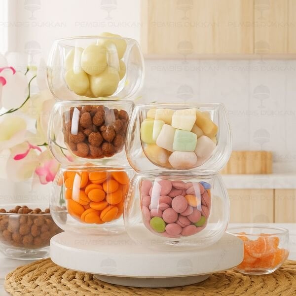 1 ADET ÇİFT CİDARLI REÇEL ÇEREZ KASE (12472)