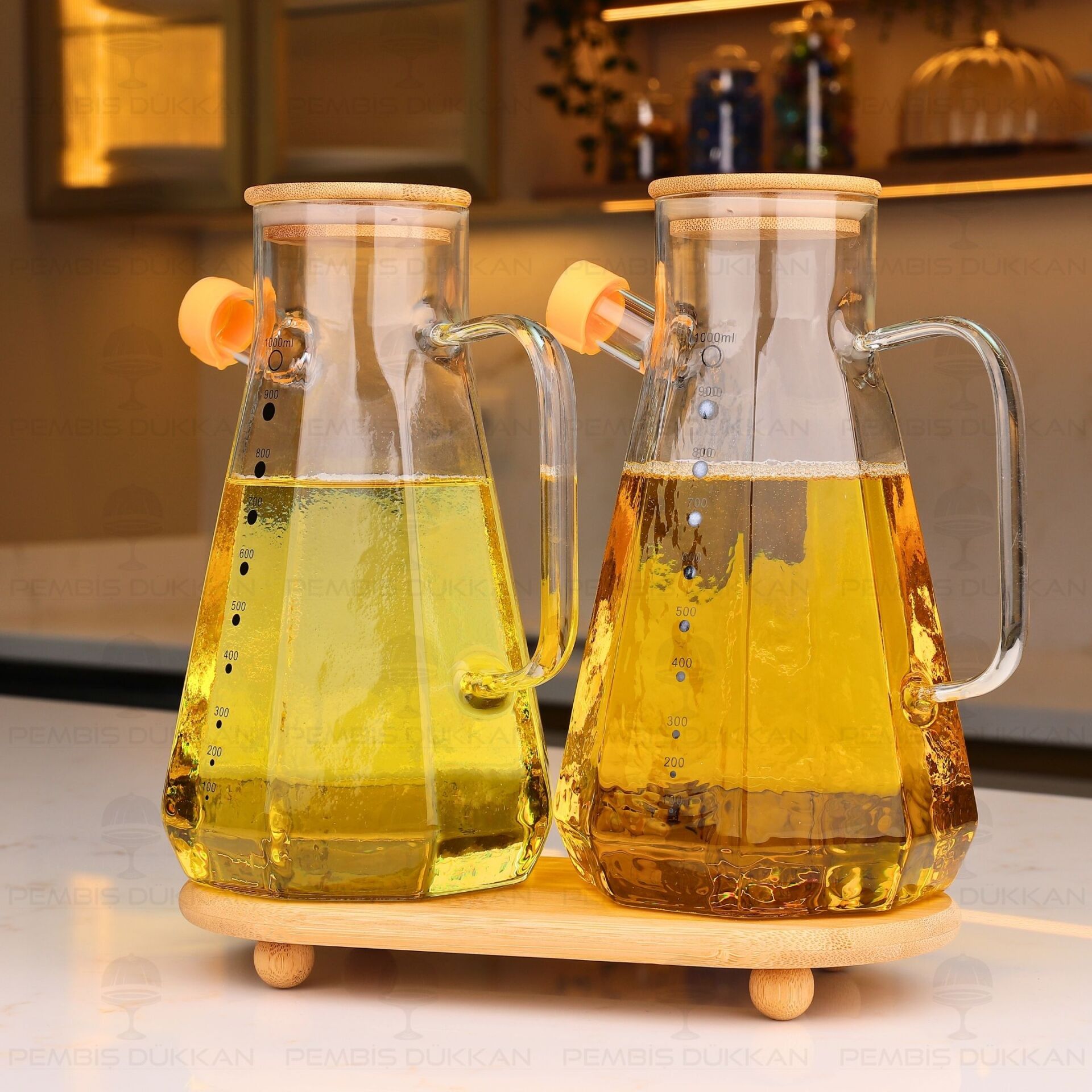 BAMBU ALTLIKLI, 2Lİ KÖŞELİ BAMBU YAĞDANLIK SET (GLA12 + 1S26)