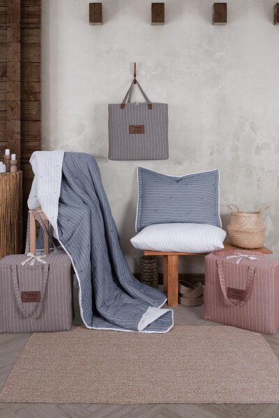 SOFT DREAMS TEK KİŞİLİK NATURAL YATAK ÖRTÜ SETİ - İNDİGO