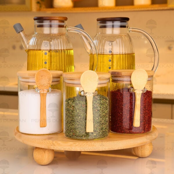 5li Bambu Standlı Ocak Yanı Yağdanlık Kombin Set 164