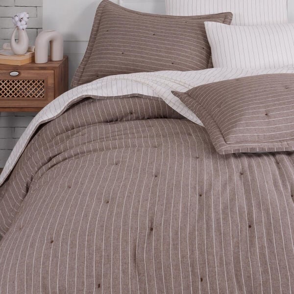 Soft Dreams Çift Kişilik Natural Yatak Örtü Seti - Kahve