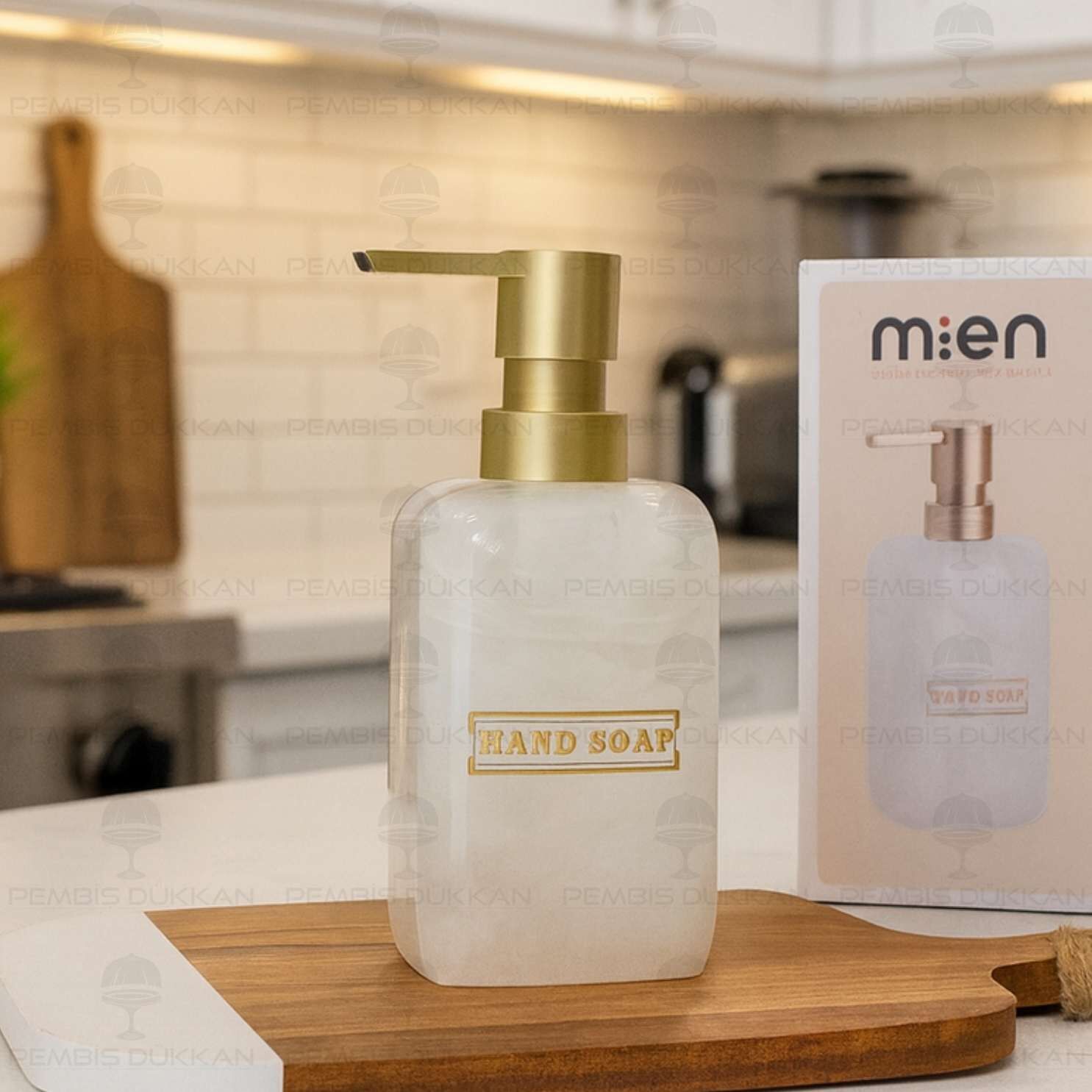 KREM SEDEFLİ DESEN, POLYRESİN SIVI SABUNLUK (56813)