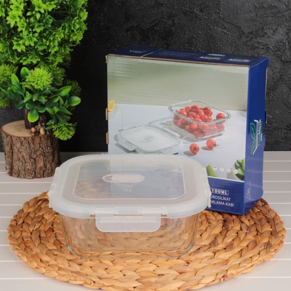 FRESHLOCK KARE 1100ML VAKUMLU, KİLİTLİ CAM SAKLAMA KABI