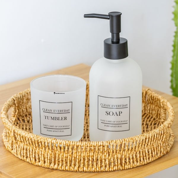 2 PARÇA BUZLU CAM BANYO SABUNLUK SET (2123)