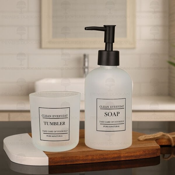 2Lİ BUZLU CAM, BANYO SABUNLUK SET (2123)