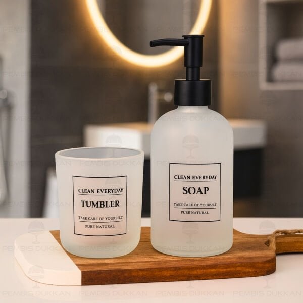 2Lİ BUZLU CAM, BANYO SABUNLUK SET (2123)