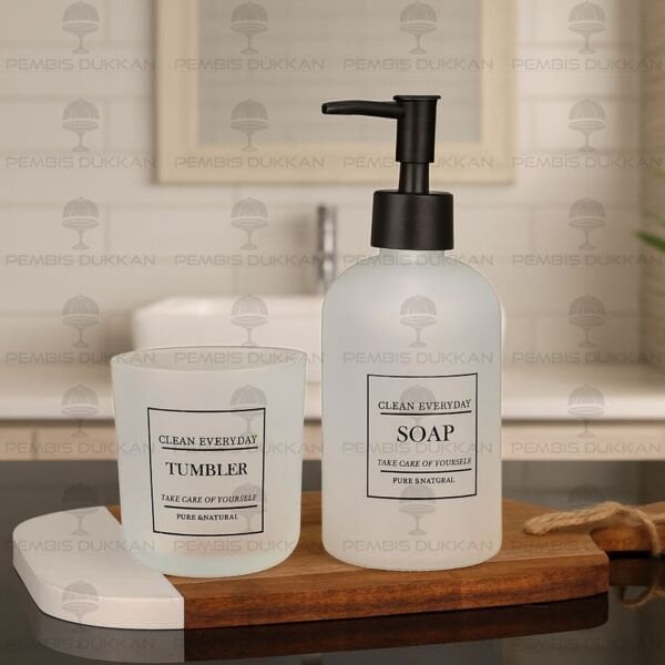 2 PARÇA BUZLU CAM BANYO SABUNLUK SET (2123)