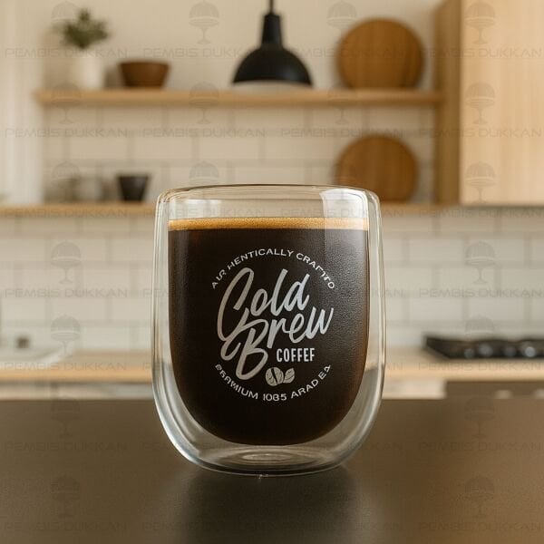 ÇİFT CİDARLI, COLD BREW COFFEE KULPSUZ KUPA 300ML (13787)