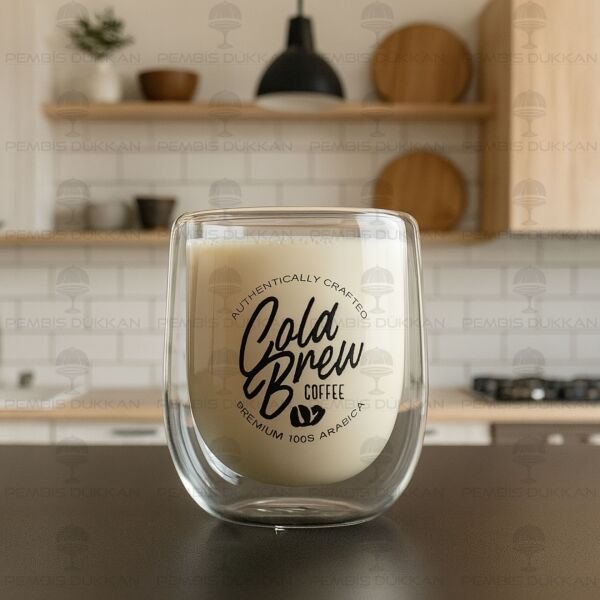 ÇİFT CİDARLI, COLD BREW COFFEE KULPSUZ KUPA 300ML (13787)