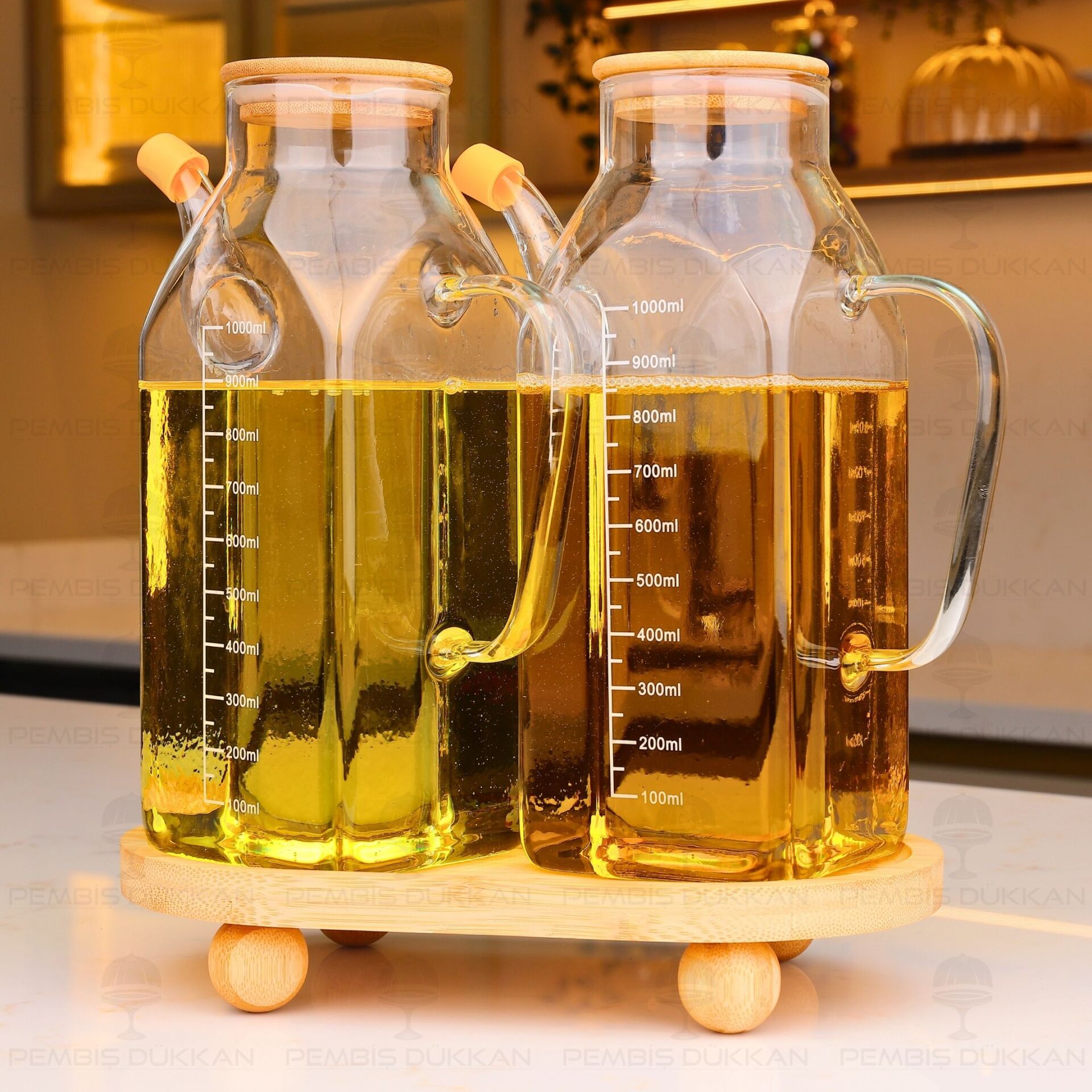 BAMBU ALTLIKLI, 2Lİ KARE BAMBU YAĞDANLIK SET (GLA014 + 1094)