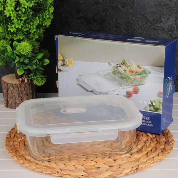 FRESHLOCK DİKDÖRTGEN 1500ML VAKUMLU, KİLİTLİ CAM SAKLAMA KABI