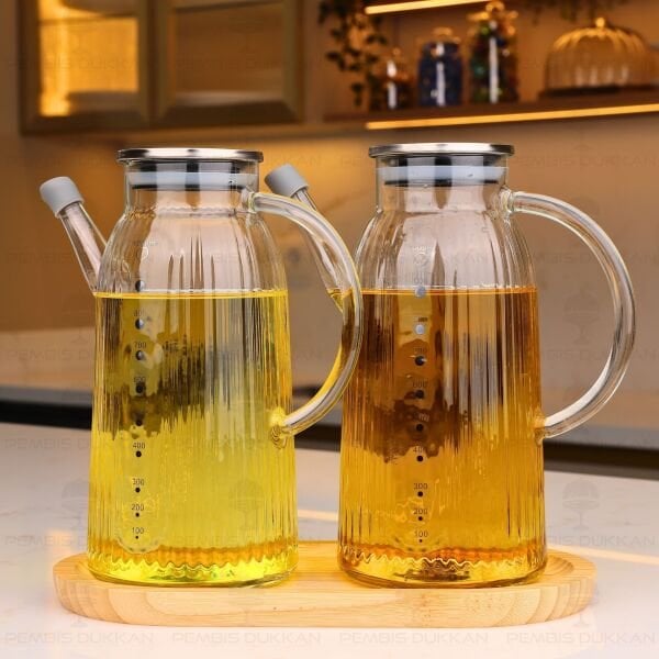 BAMBU ALTLIKLI, 2Lİ İNCE ÇİZGİLİ METAL YAĞDANLIK SET (GLA03 + 75652)