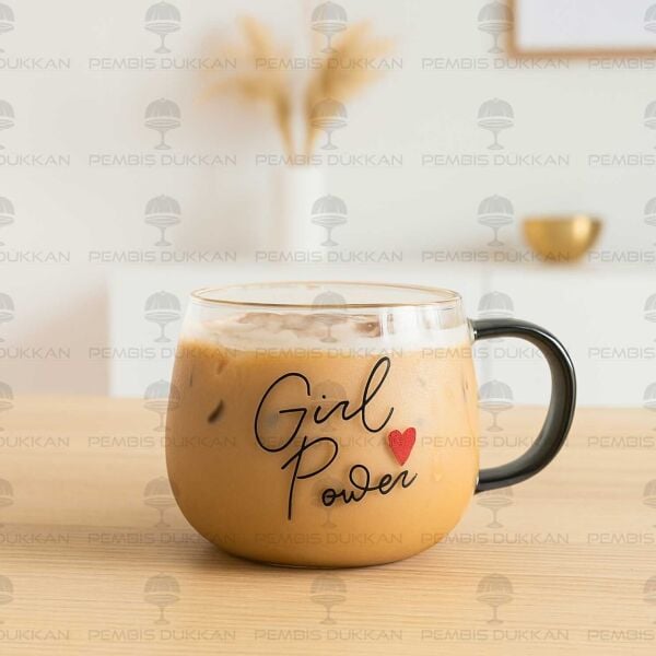 GİRL POWER 400ML, BOROSİLİKAT CAM KUPA (13770)