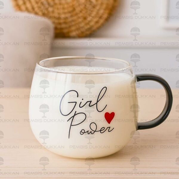 GİRL POWER 400ML, BOROSİLİKAT CAM KUPA (13770)