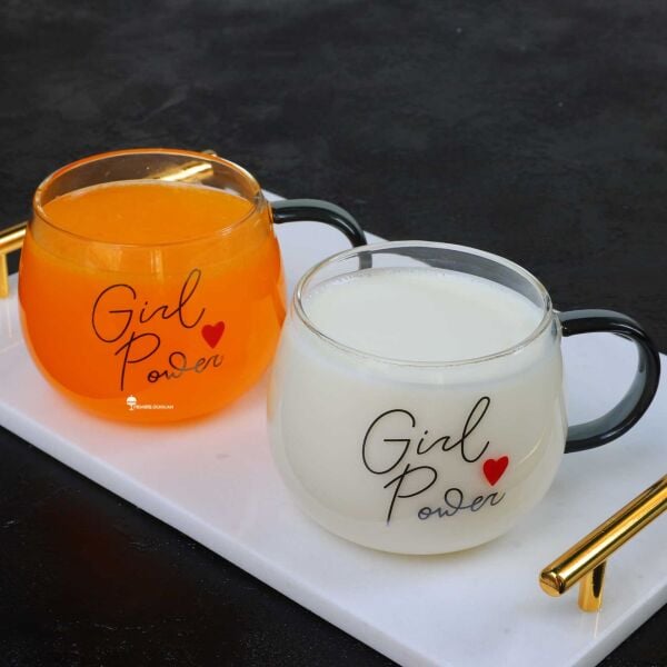 GİRL POWER 400ML, BOROSİLİKAT CAM KUPA (13770)