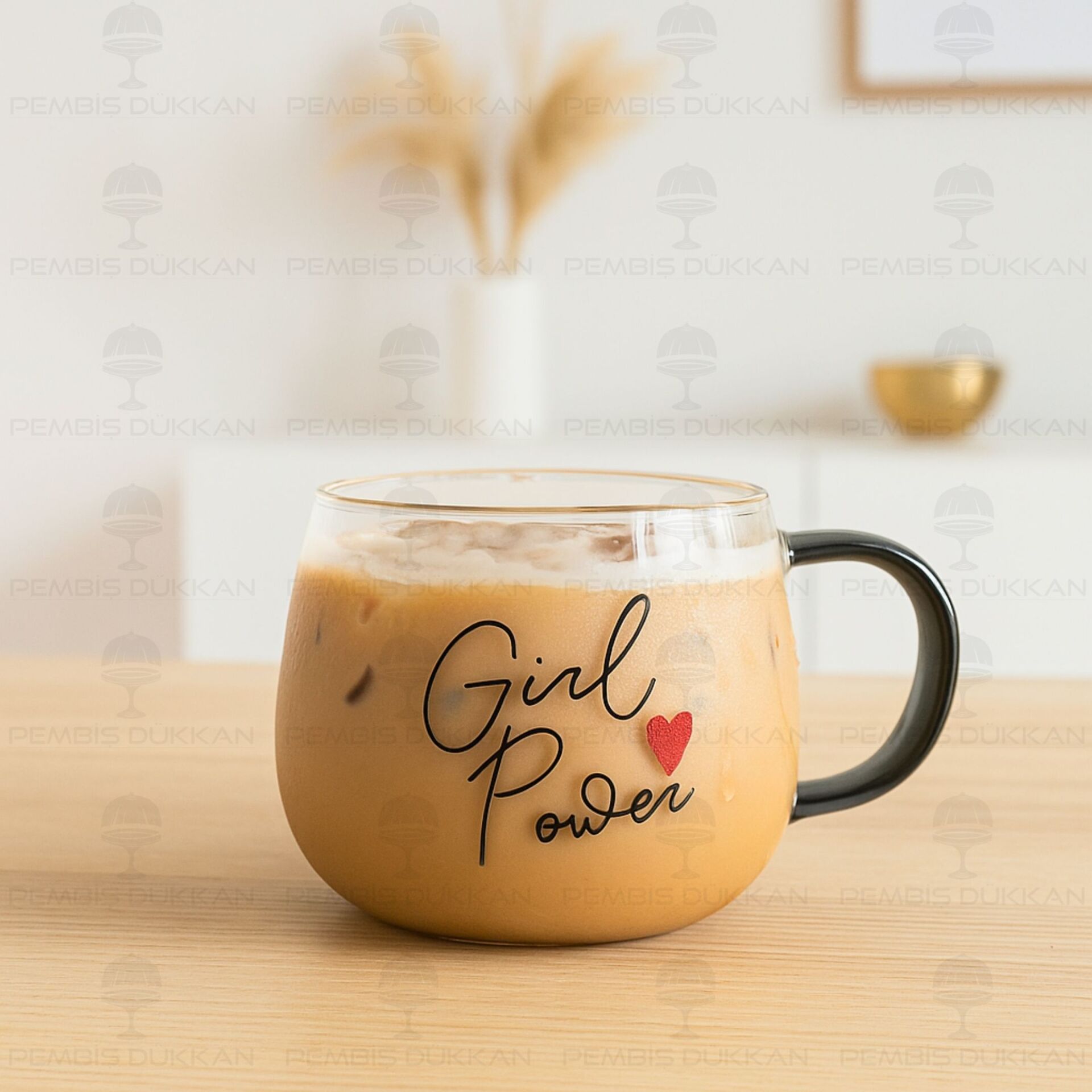 GİRL POWER 400ML, BOROSİLİKAT CAM KUPA (13770)