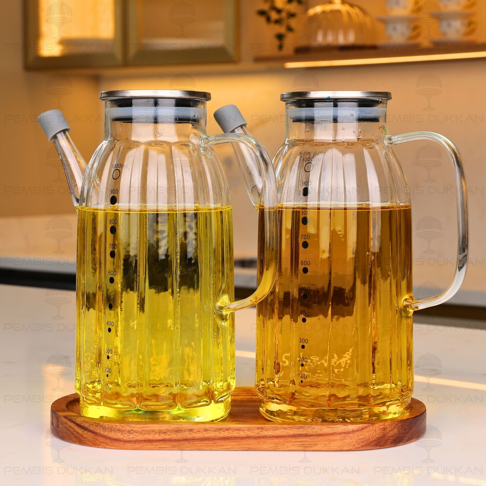 AKASYA ALTLIKLI, 2Lİ KALIN ÇİZGİLİ METAL YAĞDANLIK SET (GLA01 + 77030)