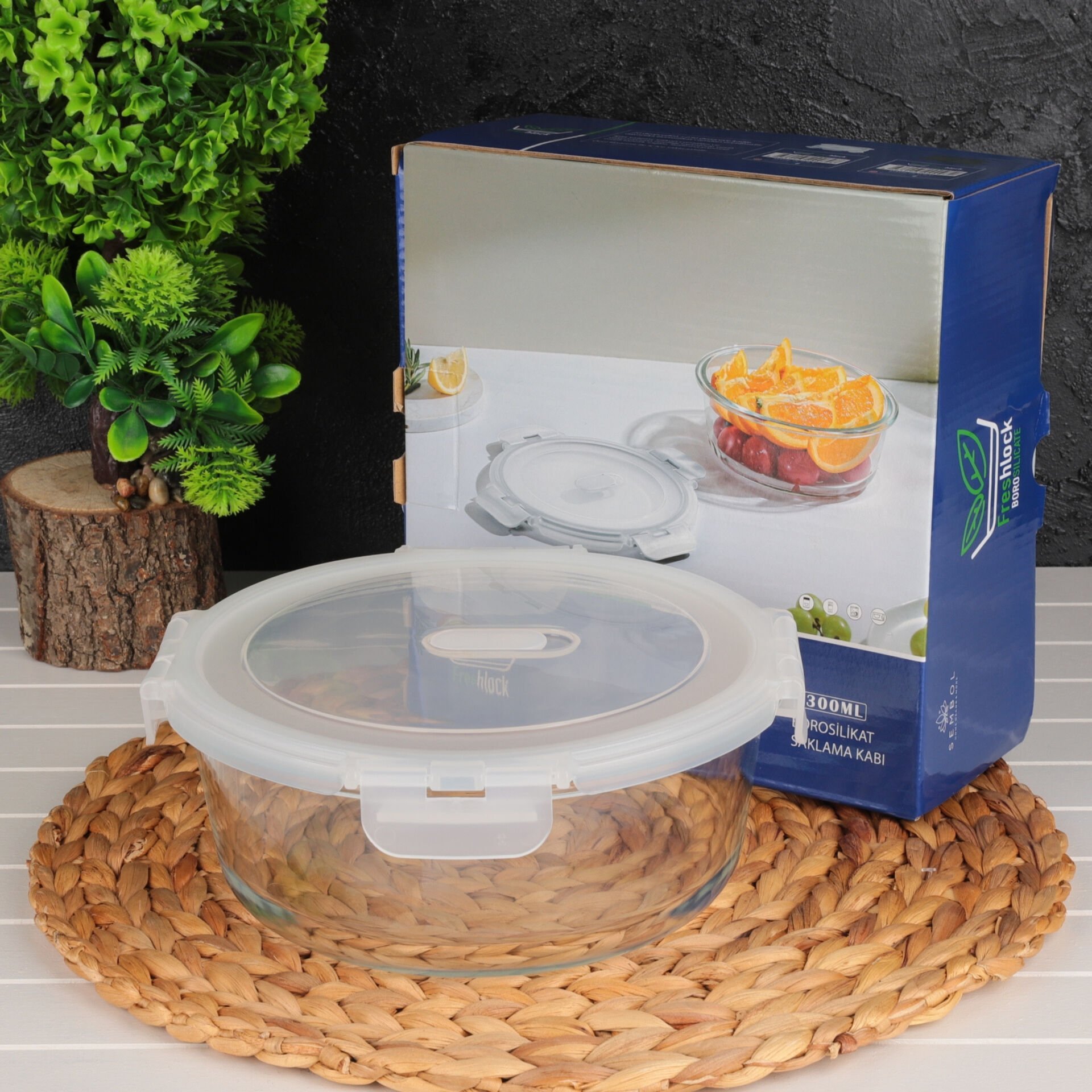 FRESHLOCK YUVARLAK 1300ML  VAKUMLU, KİLİTLİ CAM SAKLAMA KABI