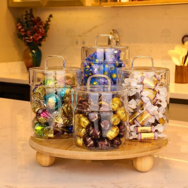 4LÜ GLAZY TEZGAH ÜSTÜ KAVANOZ KOMBİN SET (1090-9R13-12-11)