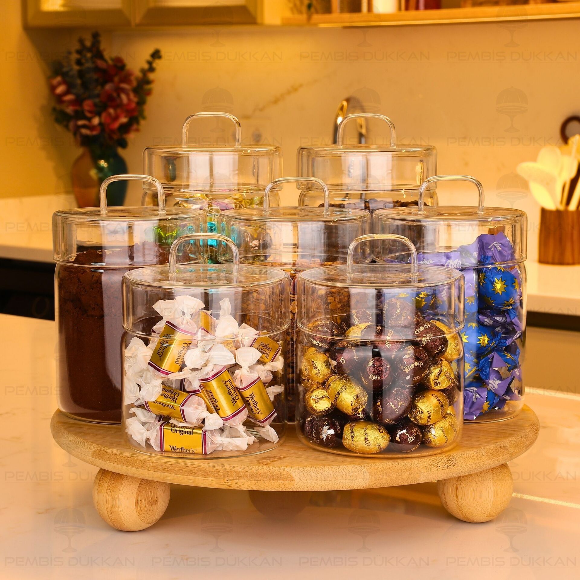 7Lİ GLAZY TEZGAH ÜSTÜ KAVANOZ KOMBİN SET (1092-9R13-12-11)